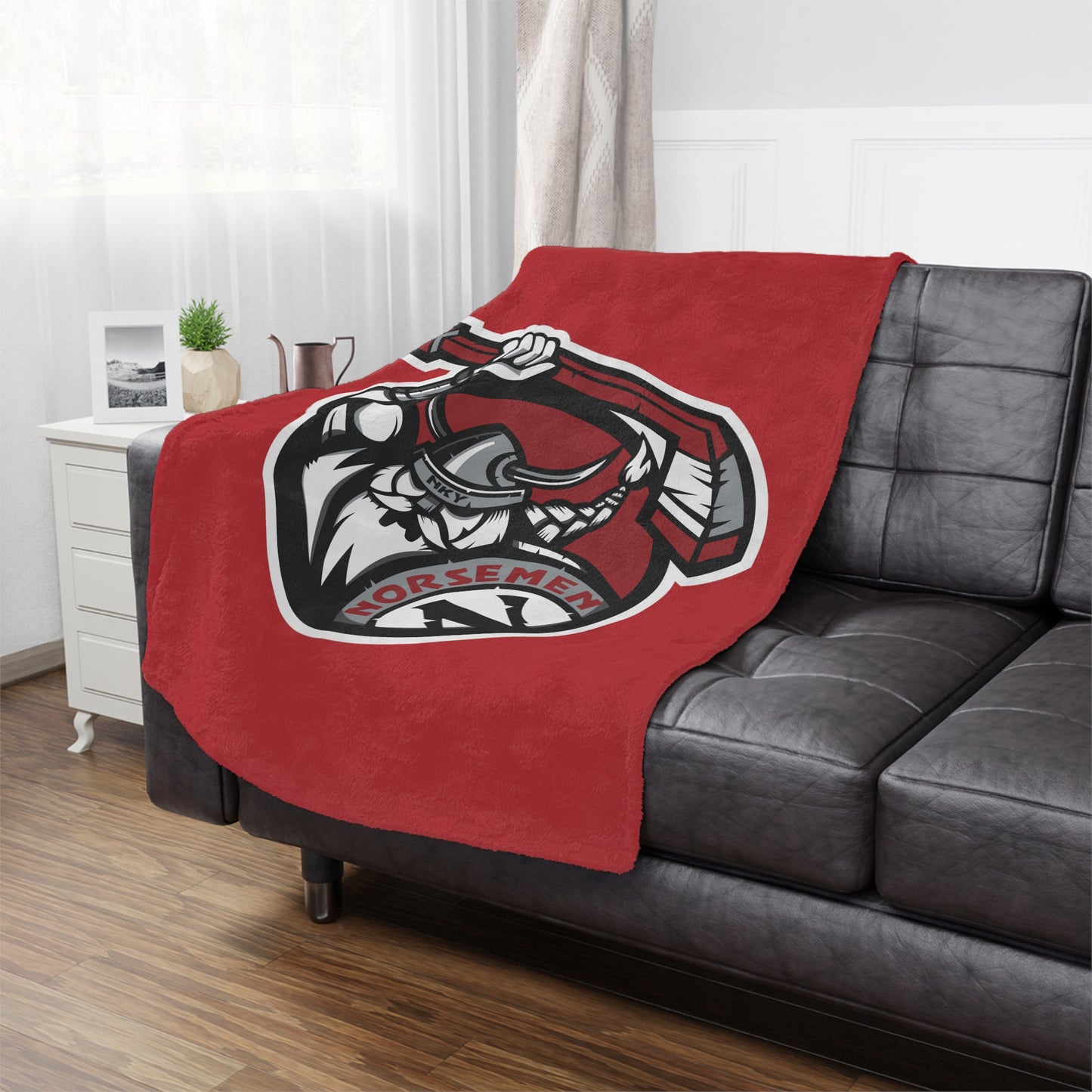 Minky Blanket Red | Norsemen Hockey Logo