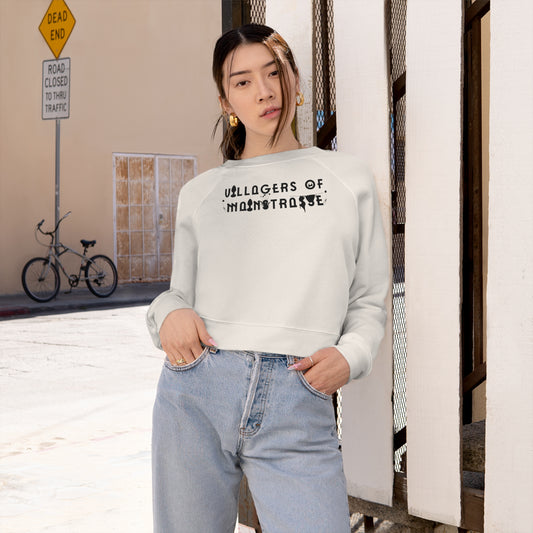 Women's Cropped Fleece Pullover | Villagers of Mainstrasse Words w/ Sights
