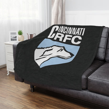 Minky Blanket Black | CRFC Wolfhounds Blue Crest