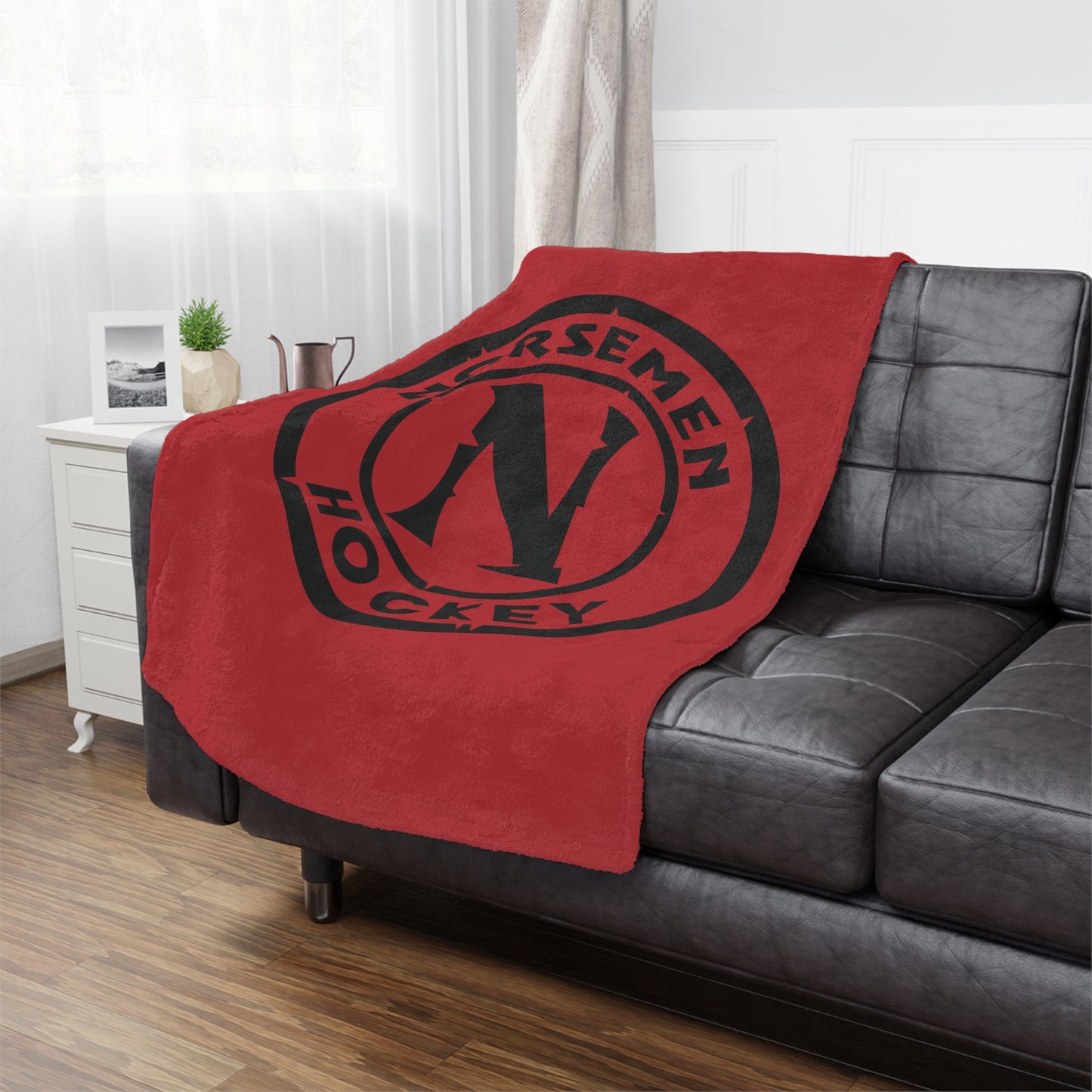 Minky Blanket Red | Norsemen Hockey Alt Logo Black