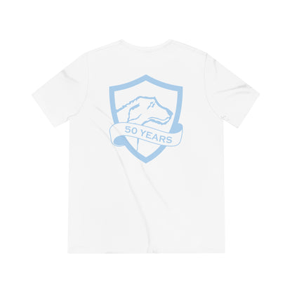 Unisex Triblend Tee | CRFC Wolfhounds 50th Banner Blue