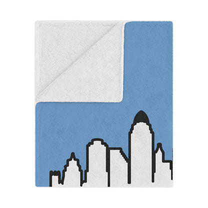 Minky Blanket Blue | CRFC Wolfhounds Cityscape White