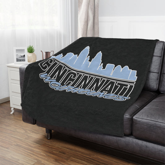 Minky Blanket Black | CRFC Wolfhounds Cityscape