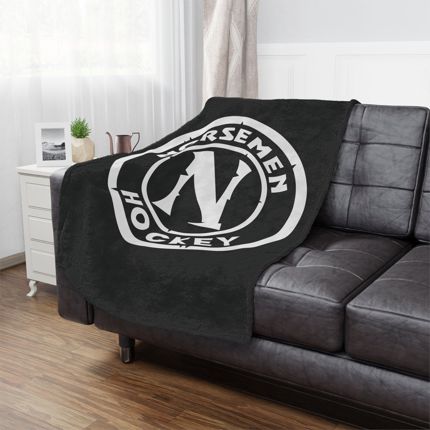 Minky Blanket Black | Norsemen Hockey Alt Logo White