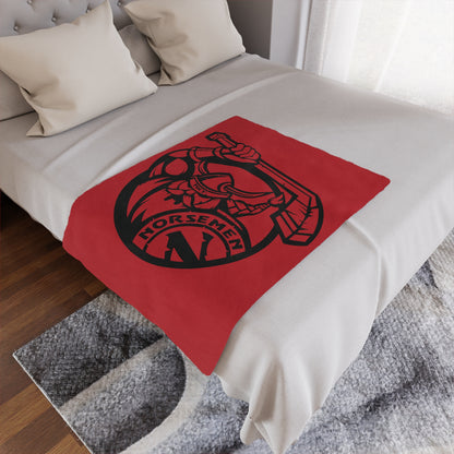Minky Blanket Red | Norsemen Hockey Black Logo