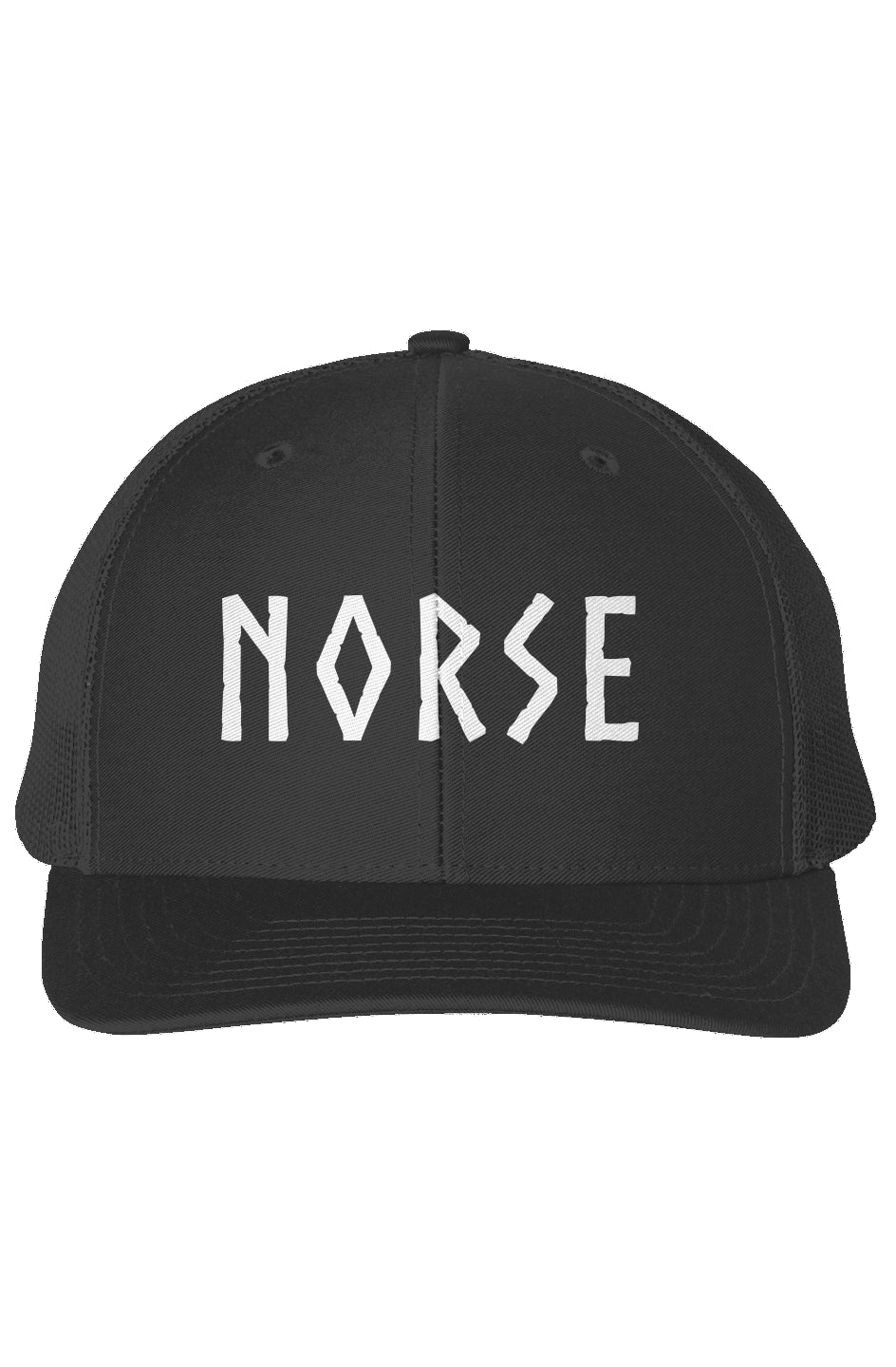 Embroidered Richardson 112 Snapback Trucker Hat Black | Norse Hockey Letters