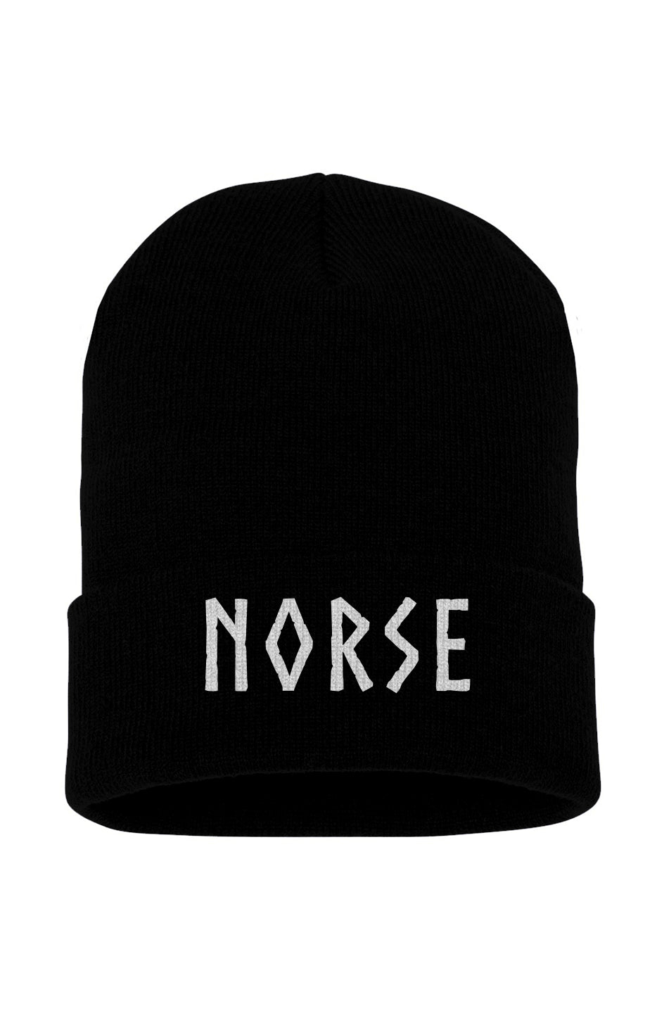 Embroidered Cuffed Beanie Black | Norse Hockey Letters