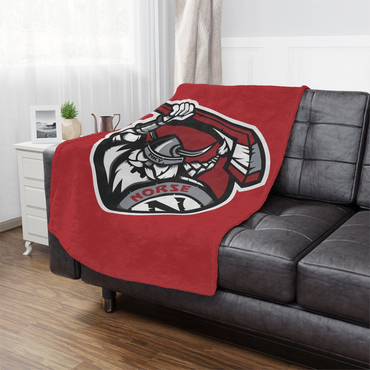 Minky Blanket Red | Norse Hockey Logo