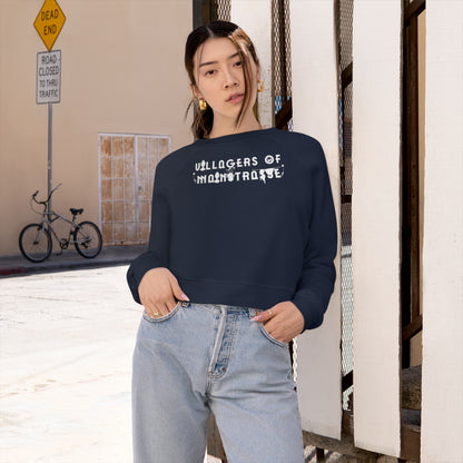 Women's Cropped Fleece Pullover | Villagers of Mainstrasse Words w/ Sights