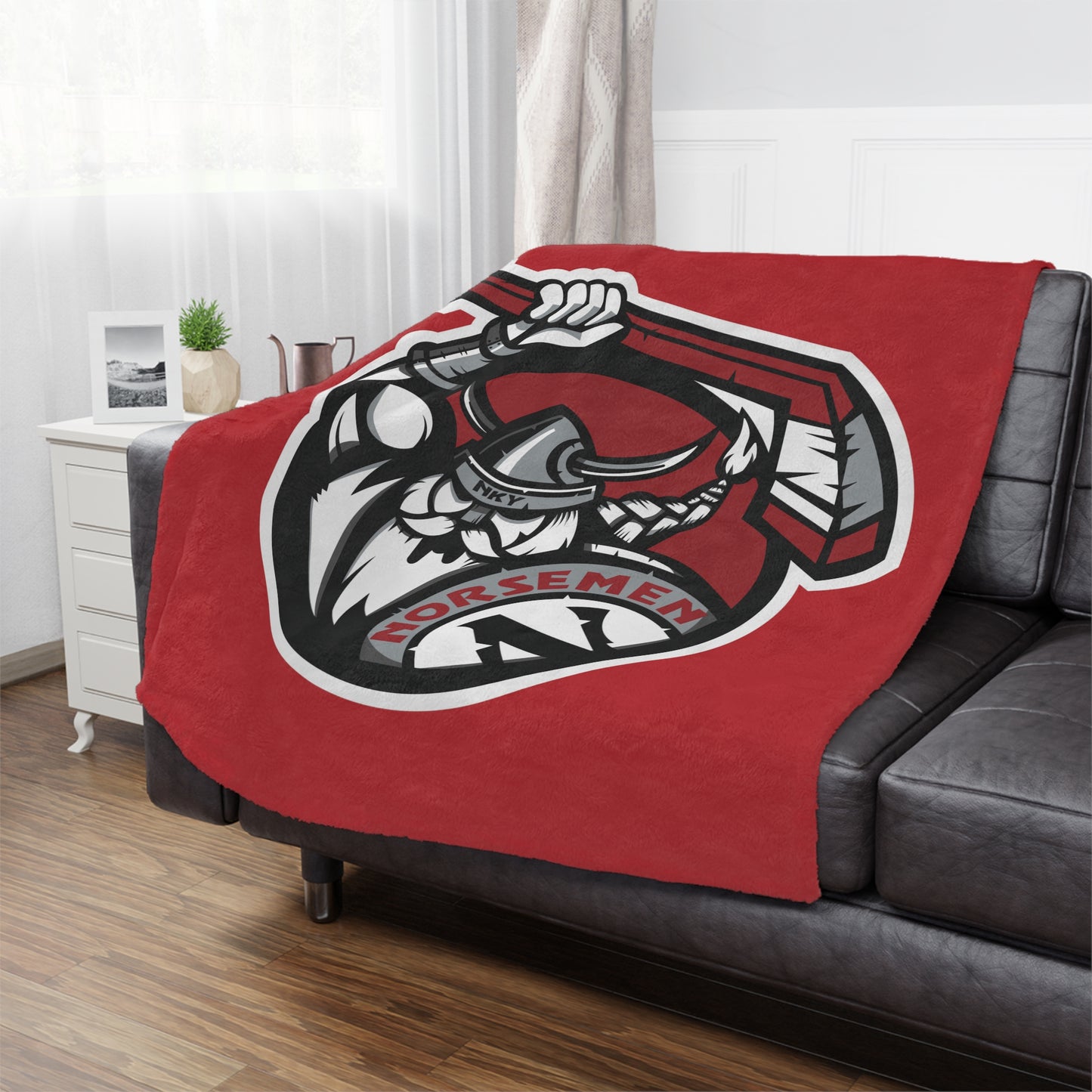 Minky Blanket Red | Norsemen Hockey Logo