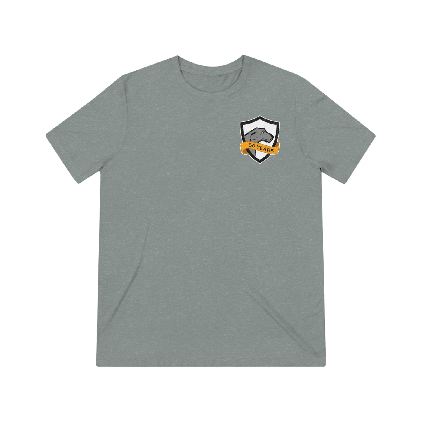 Unisex Triblend Tee | CRFC Wolfhounds 50th Banner Blue