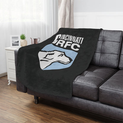 Minky Blanket Black | CRFC Wolfhounds Blue Crest