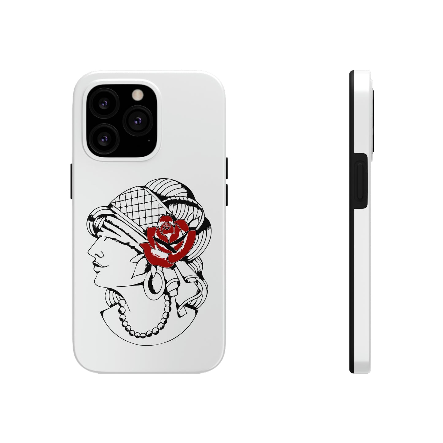 White Tough Phone Cases | Gypsy's Red Rose Gypsy Lady (by @ryseart)