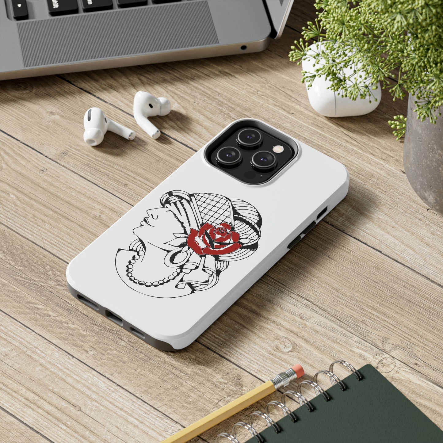 White Tough Phone Cases | Gypsy's Red Rose Gypsy Lady (by @ryseart)