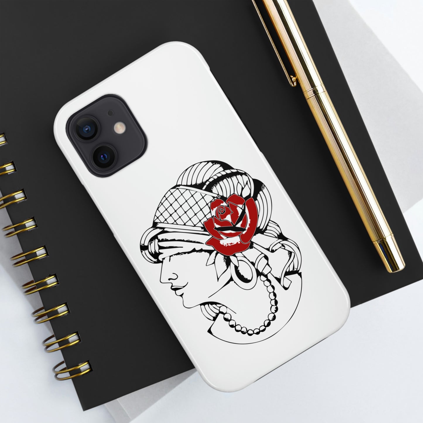 White Tough Phone Cases | Gypsy's Red Rose Gypsy Lady (by @ryseart)