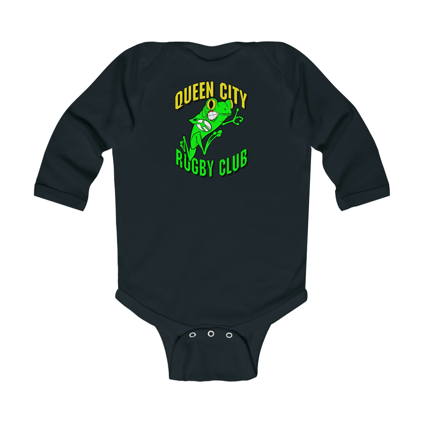 Infant Long Sleeve Onesie | QCRFC Frogs Logo
