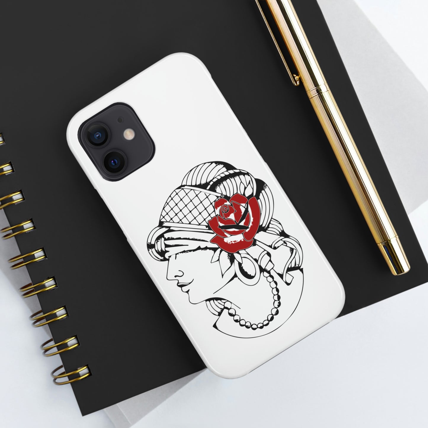 White Tough Phone Cases | Gypsy's Red Rose Gypsy Lady (by @ryseart)