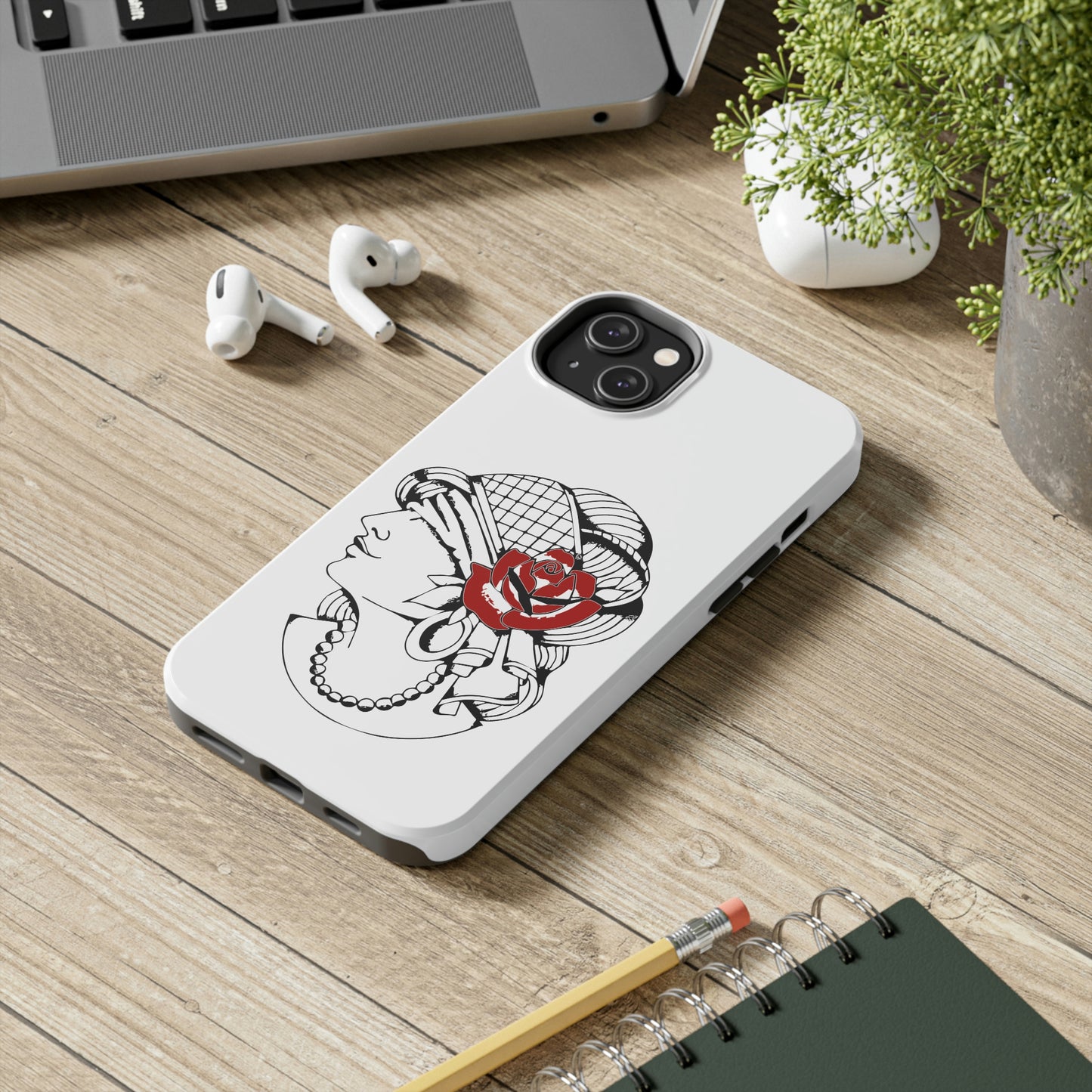 White Tough Phone Cases | Gypsy's Red Rose Gypsy Lady (by @ryseart)