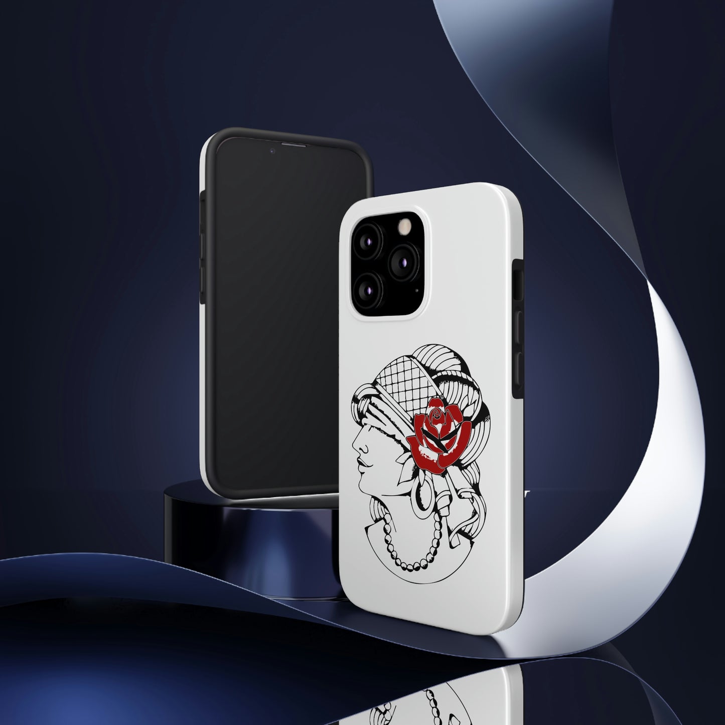 White Tough Phone Cases | Gypsy's Red Rose Gypsy Lady (by @ryseart)