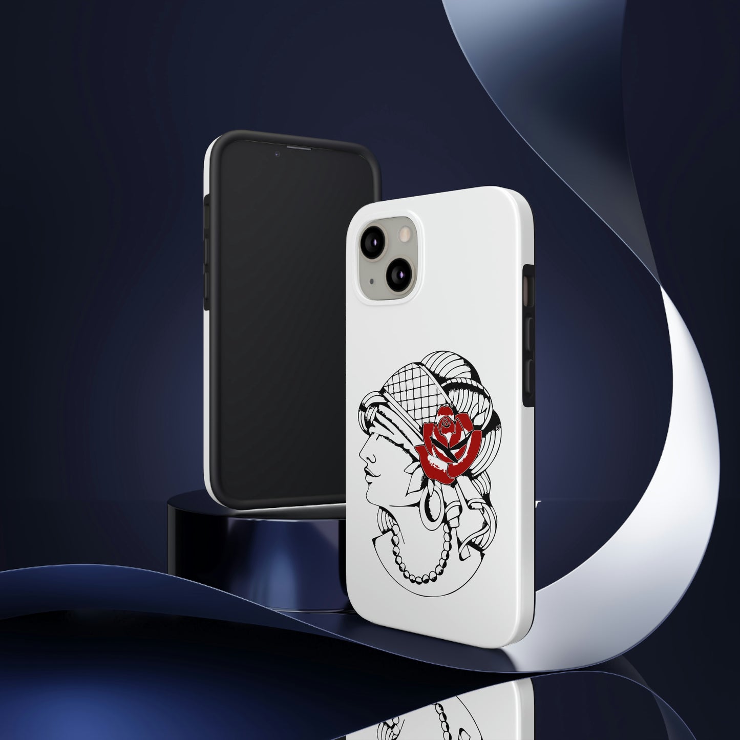 White Tough Phone Cases | Gypsy's Red Rose Gypsy Lady (by @ryseart)