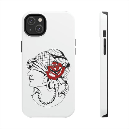 White Tough Phone Cases | Gypsy's Red Rose Gypsy Lady (by @ryseart)