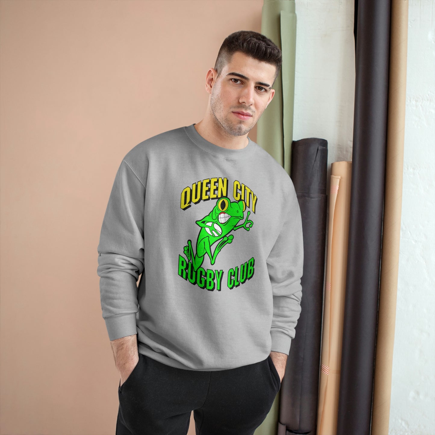 Champion Crewneck Sweatshirt | QCRFC Frogs Logo
