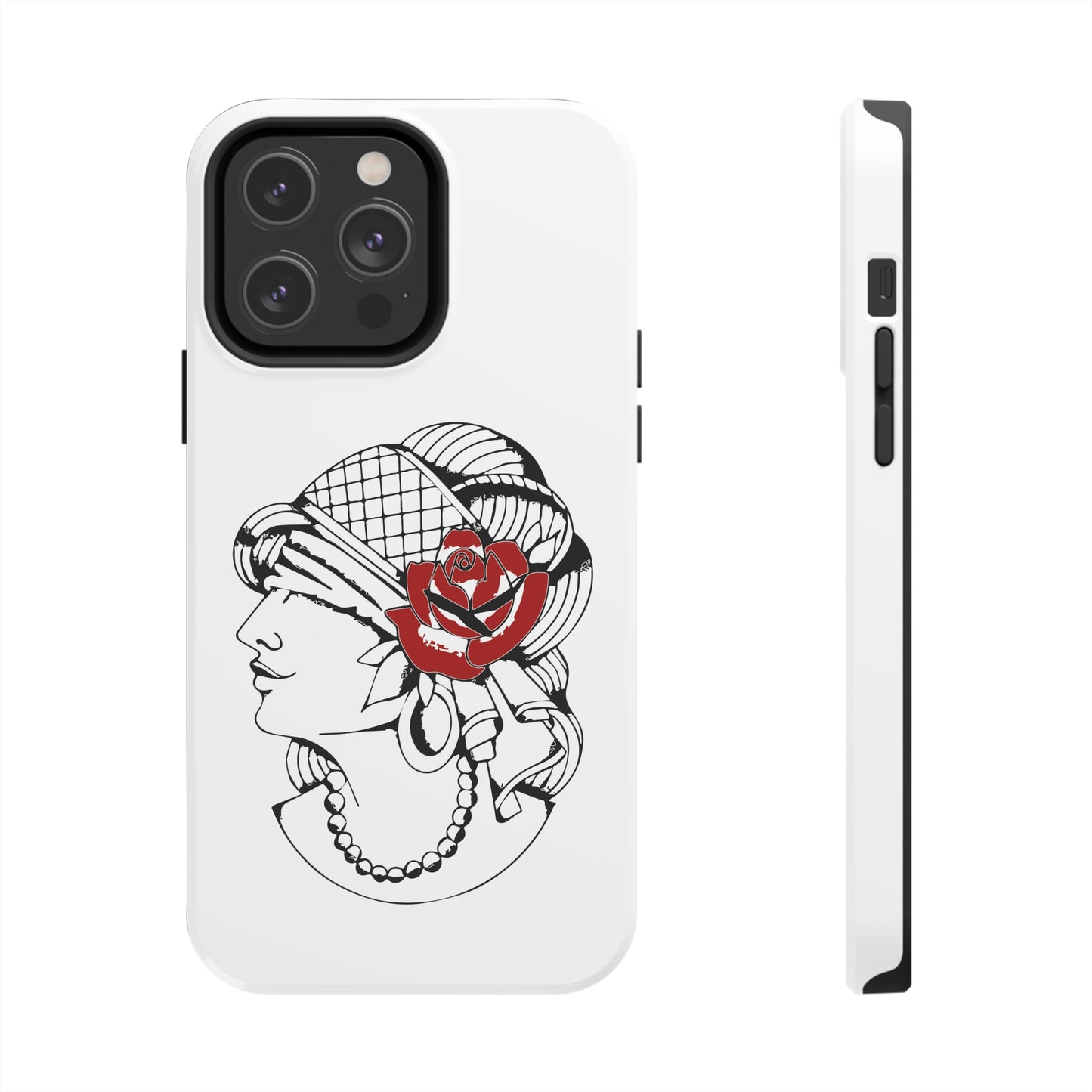 White Tough Phone Cases | Gypsy's Red Rose Gypsy Lady (by @ryseart)