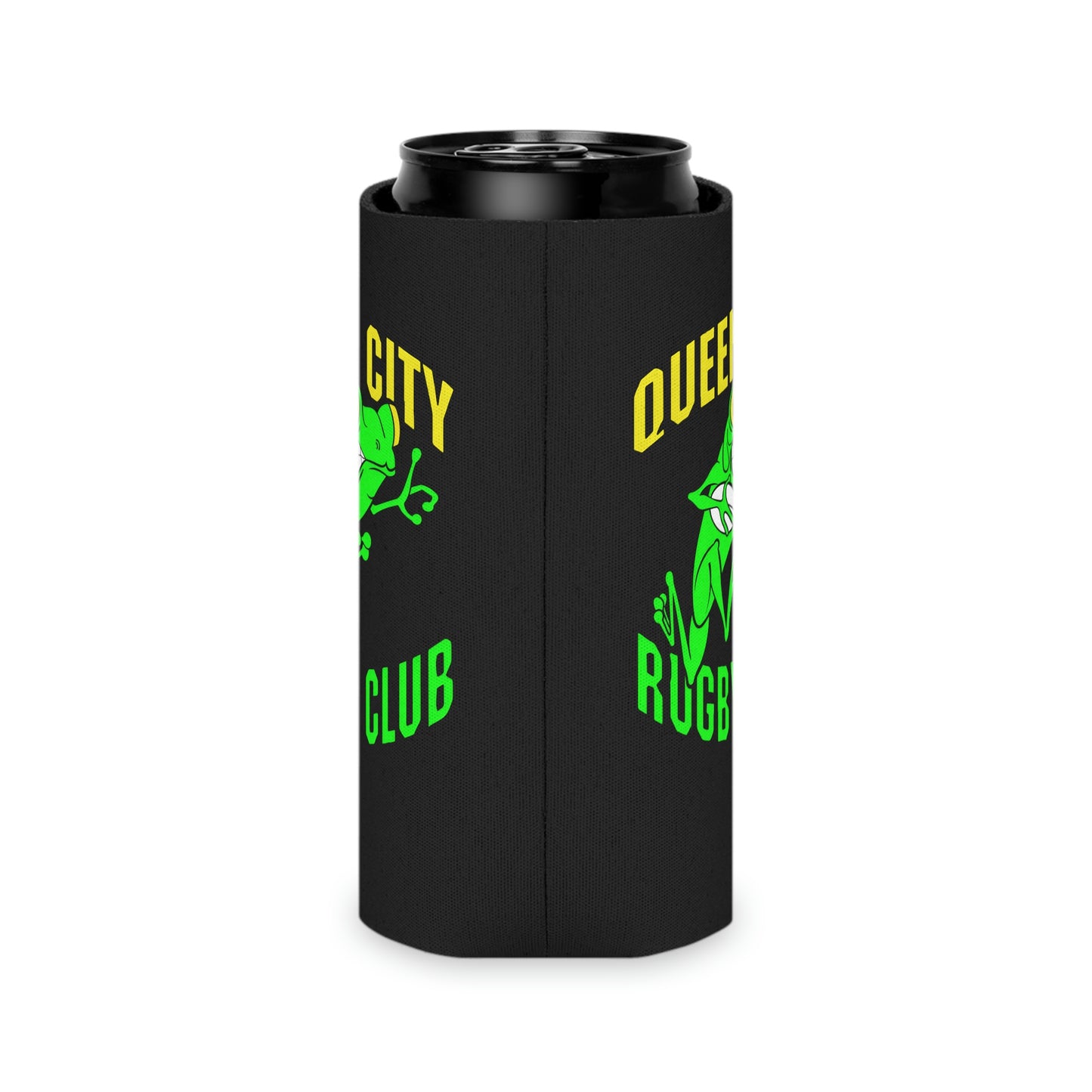 Black Coozie (Reg. & Thin) | QCRFC Frogs Logo