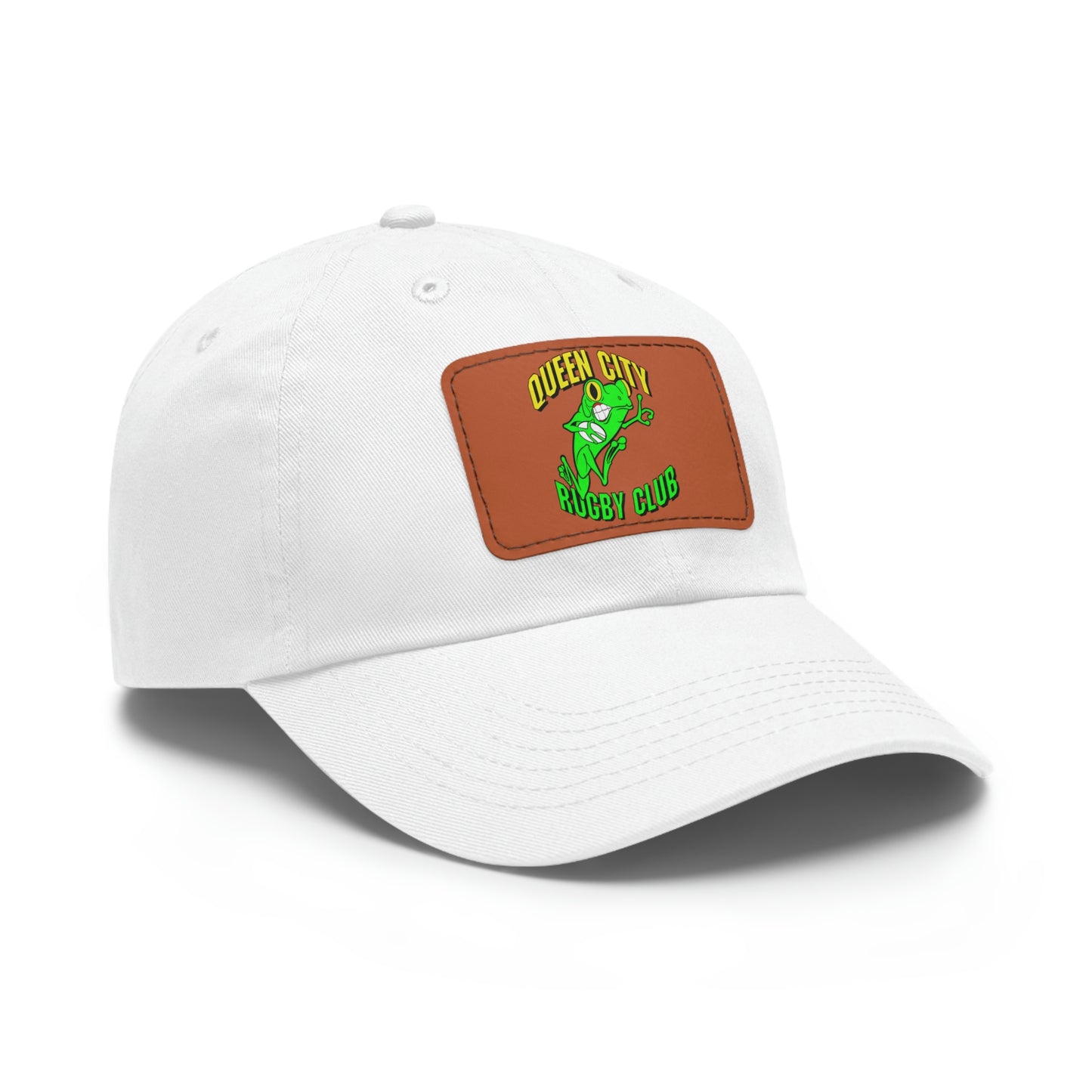 Dad Hat w/ Rectangle Leather Patch | QCRFC Frogs Logo