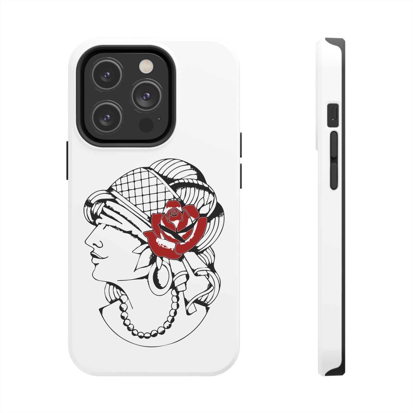 White Tough Phone Cases | Gypsy's Red Rose Gypsy Lady (by @ryseart)