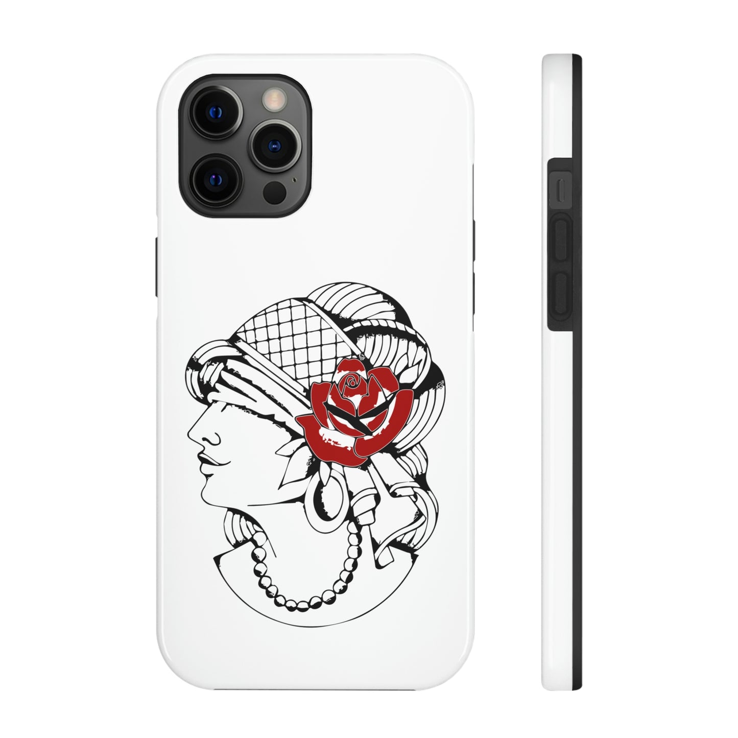 White Tough Phone Cases | Gypsy's Red Rose Gypsy Lady (by @ryseart)