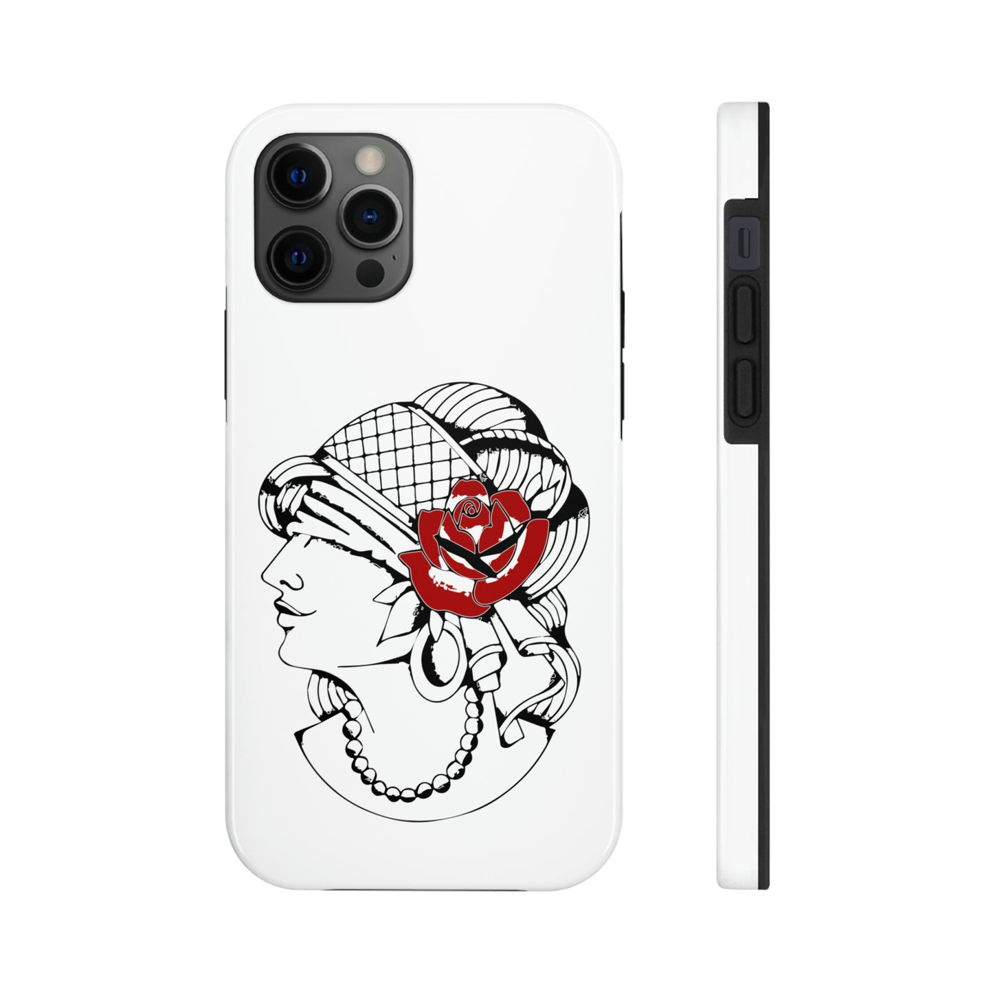 White Tough Phone Cases | Gypsy's Red Rose Gypsy Lady (by @ryseart)