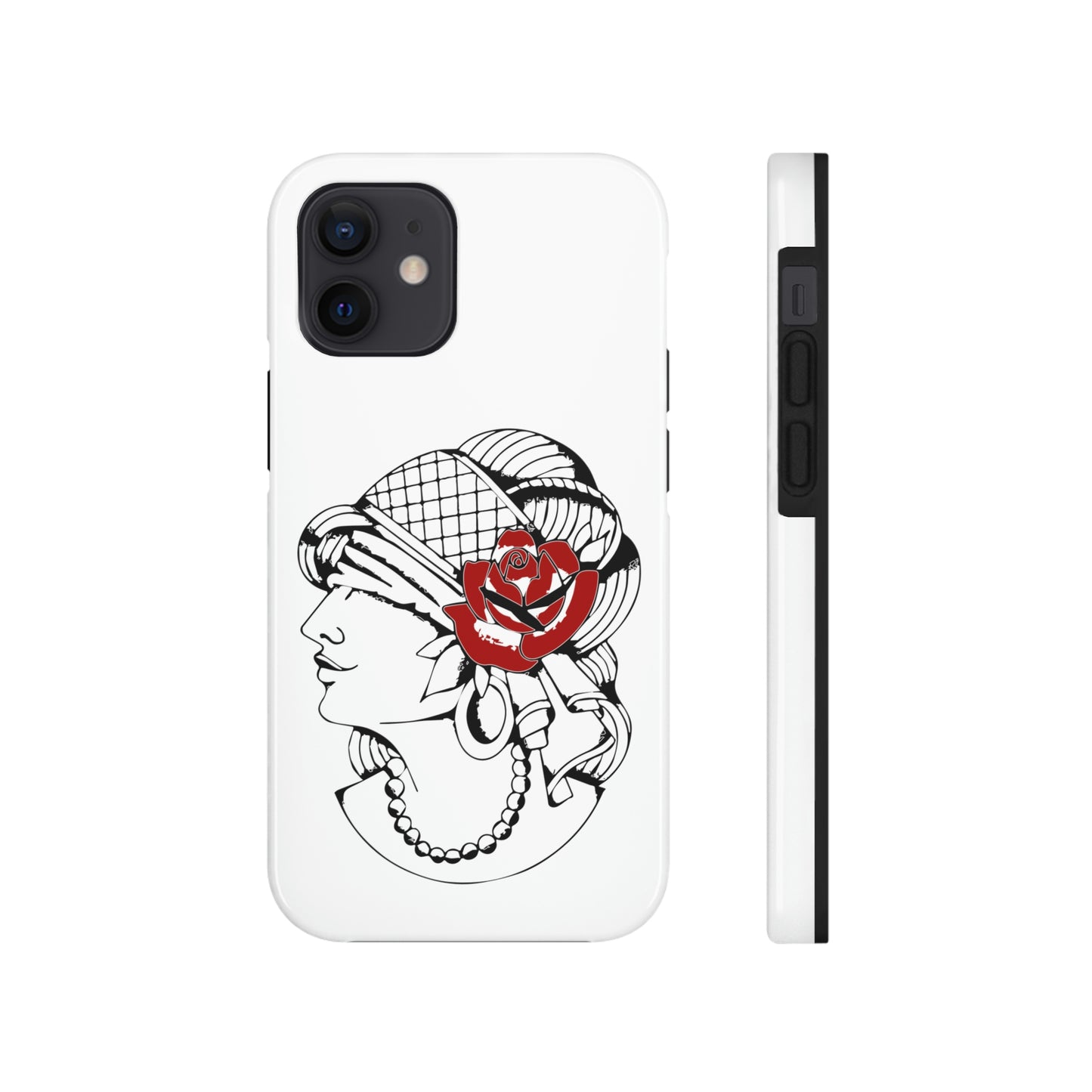 White Tough Phone Cases | Gypsy's Red Rose Gypsy Lady (by @ryseart)