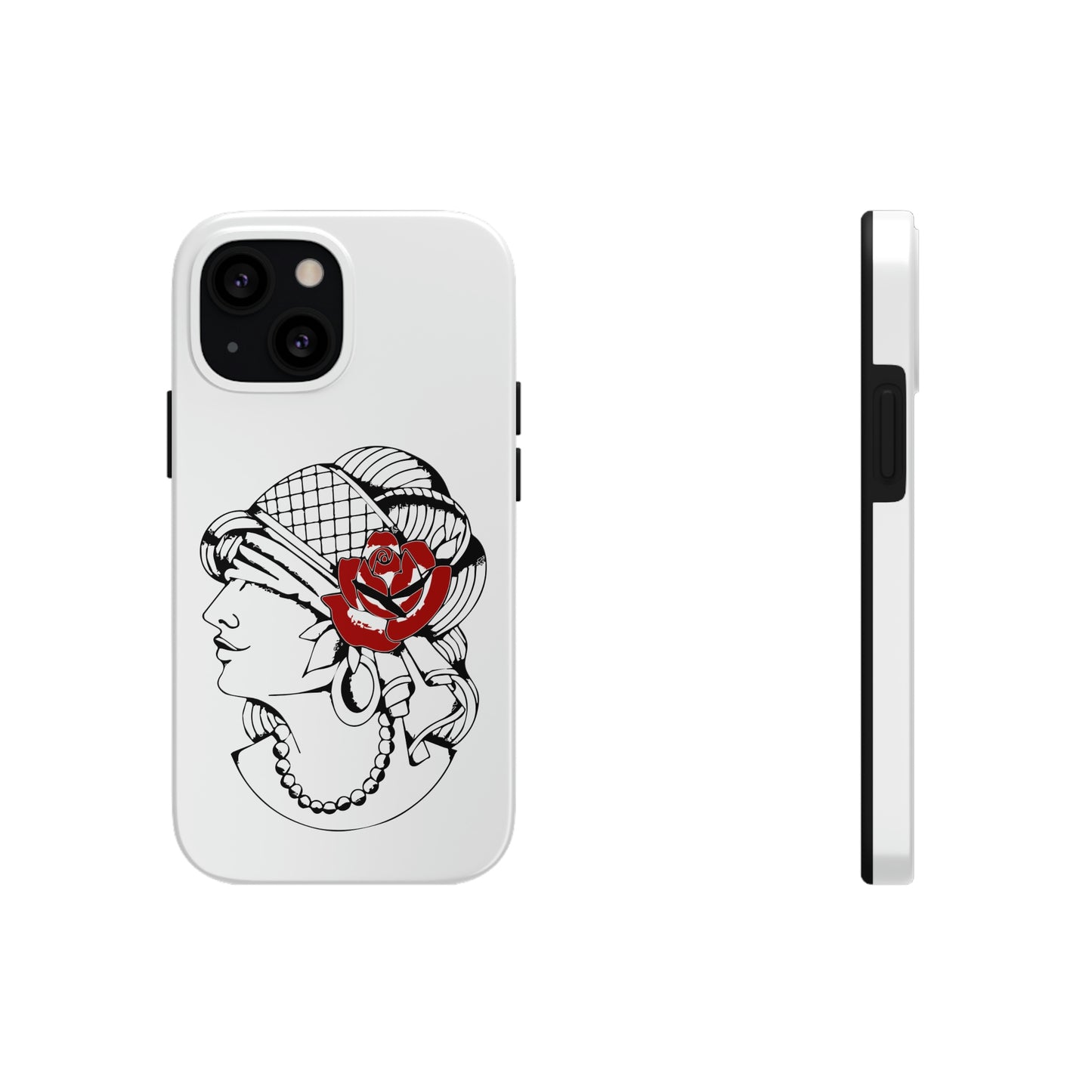 White Tough Phone Cases | Gypsy's Red Rose Gypsy Lady (by @ryseart)